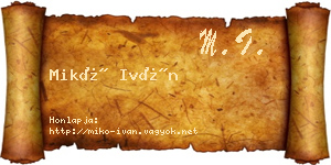 Mikó Iván névjegykártya