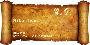 Mikó Iván névjegykártya